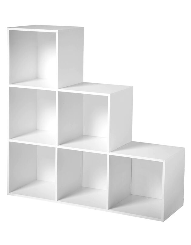 Meuble de rangement en escalier ORIGAME - 6 cases (blanc)