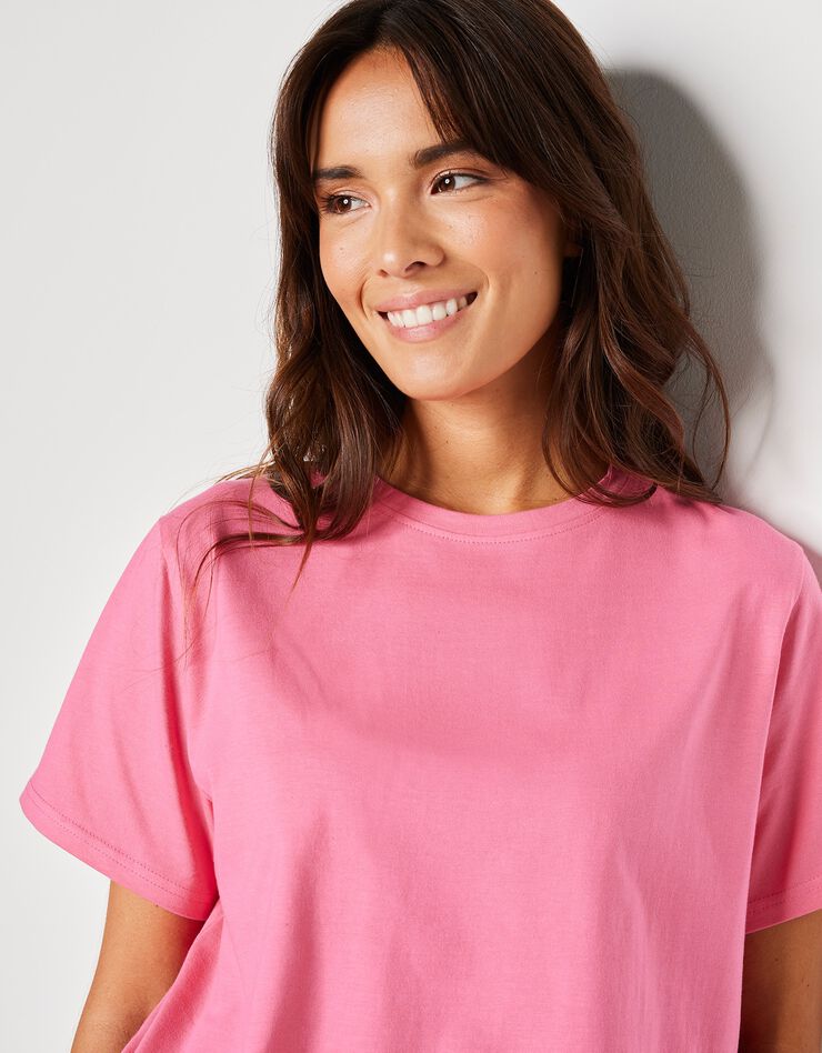 Tee-shirt "loose" en coton, uni (rose) Tee-shirt "loose" en coton, uni (rose)