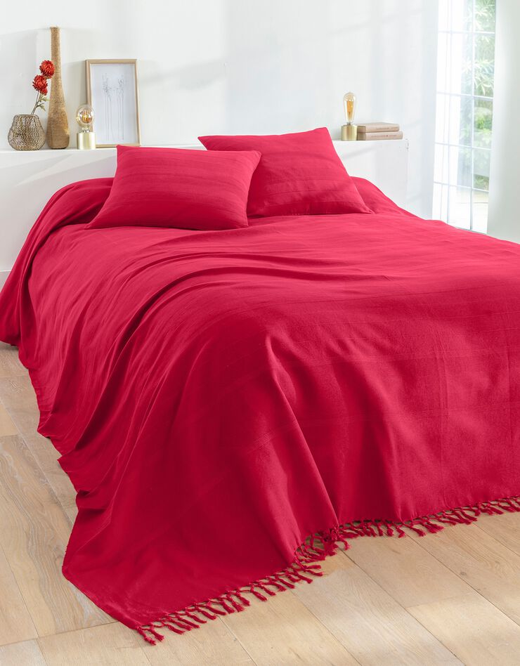 Plaid ou jeté uni coton tissage artisanal (brique) Plaid ou jeté uni coton tissage artisanal (brique)