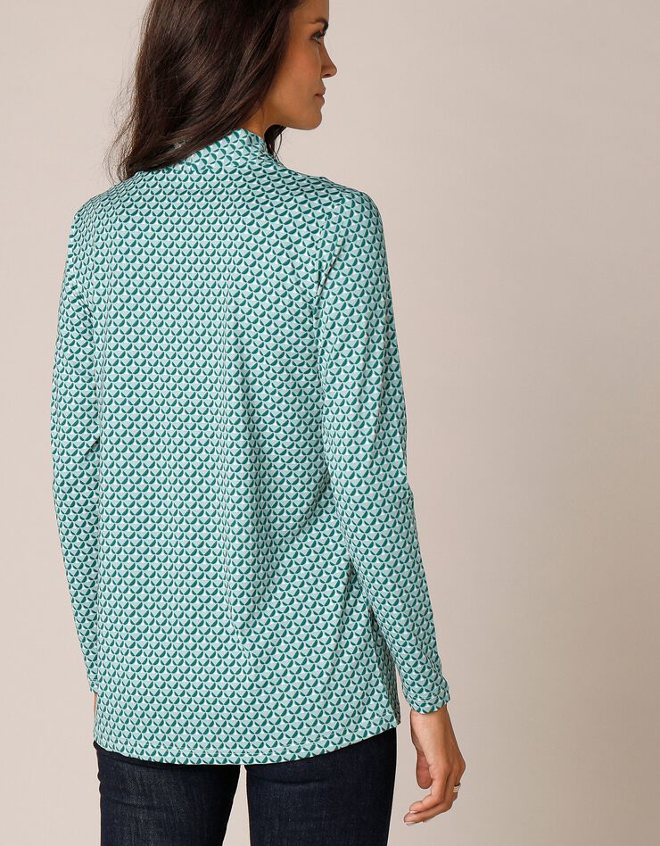 Tee-shirt imprimé évasé maille fluide (émeraude) Tee-shirt imprimé évasé maille fluide (émeraude)