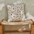 Coussin coton lin broderie fleurie (vert / orange)