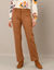 Pantalon droit, maille suédine (noisette)