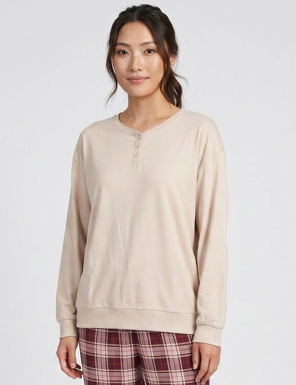 T-shirt pyjama blousant manches longues  (beige)