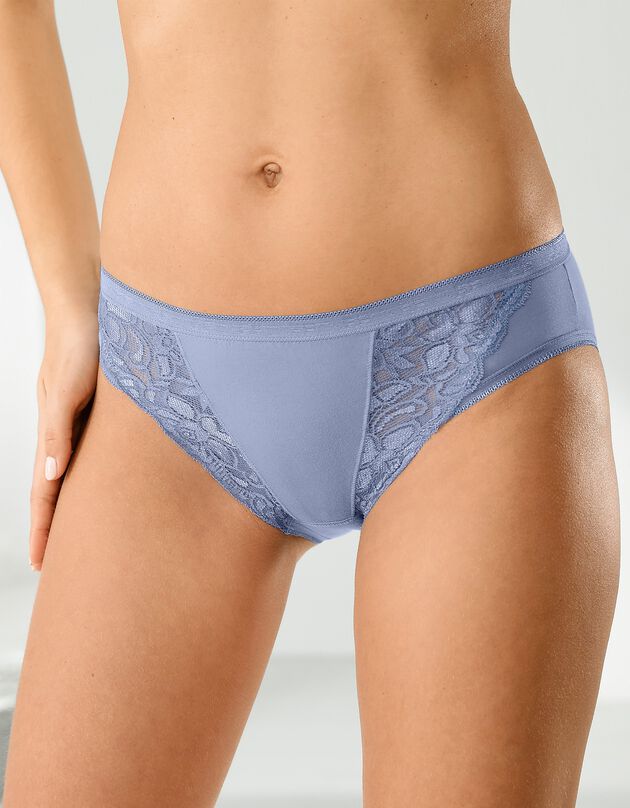 Culotte midi dentelle - lot de 3 (corail + bleu + mauve)