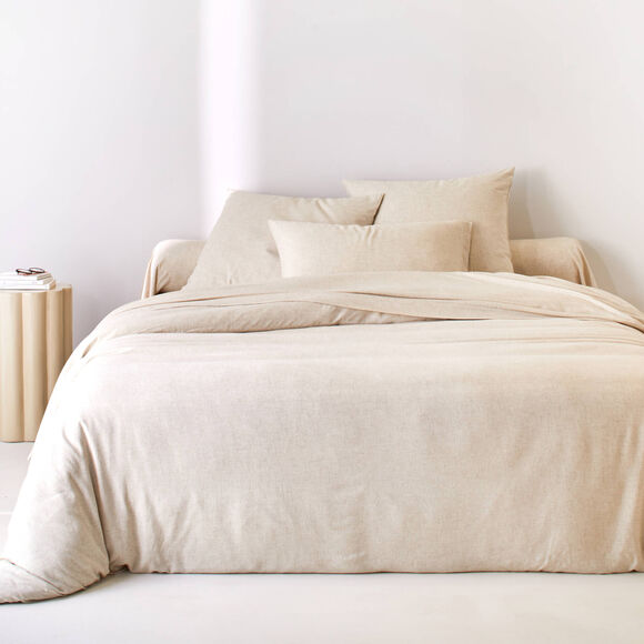 Linge de lit uni en bambou et en lin** (naturel)