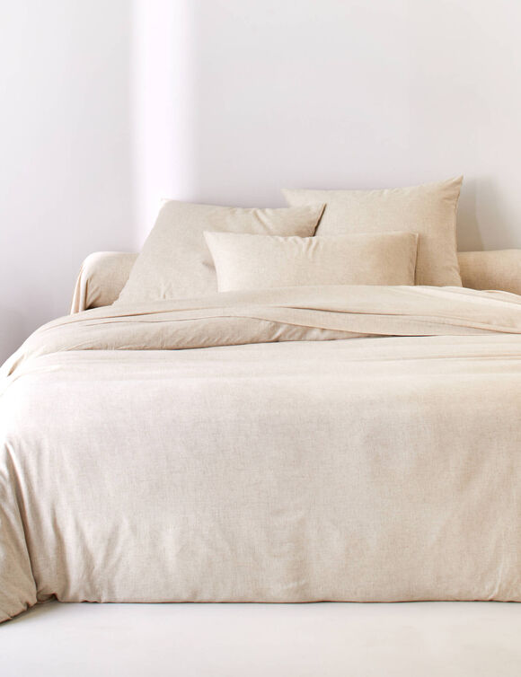 Linge de lit uni en bambou et en lin** (naturel)