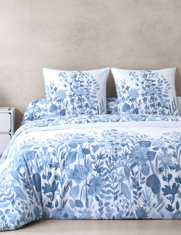Linge de lit Lisa - percale de coton imprim&eacute;e 80 fils/cm&sup2; (bleu)
