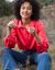Chemise volume ample unie, satin (rouge)