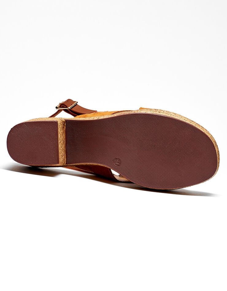 Sandales compensées dessus croisé caramel (caramel)