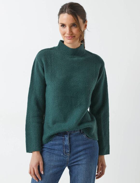 Pull loose col montant, manches larges (vert sapin)