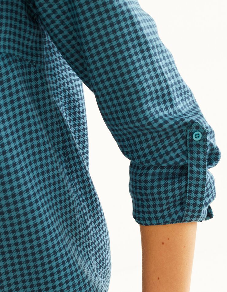 Chemise liquette boutonnée imprimé carreaux, crêpe (marine / bleu) Chemise liquette boutonnée imprimé carreaux, crêpe (marine / bleu)