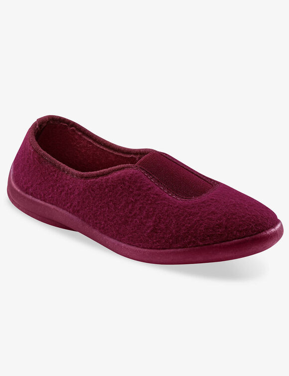 Chaussons ballerines unis - polaires élastiquées (prune)