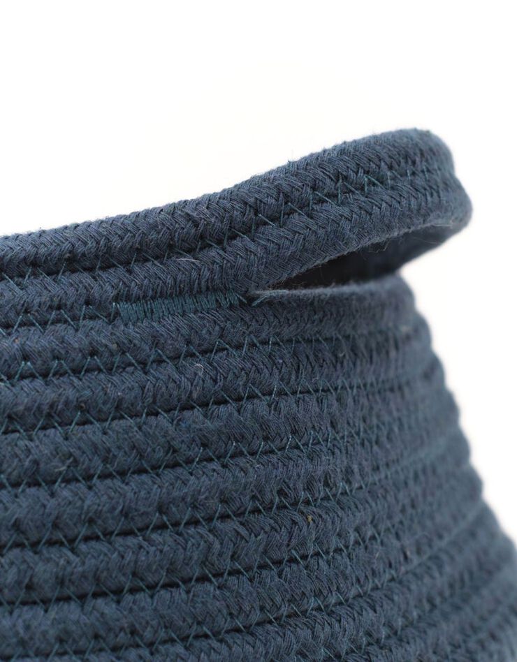 Panier bicolore rond corde coton (bleu paon)