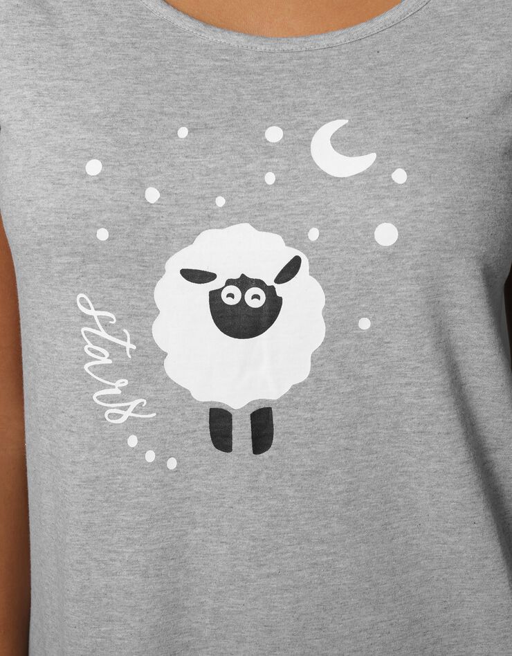 Chemise de nuit courte manches courtes imprimé "mouton" (gris chiné)