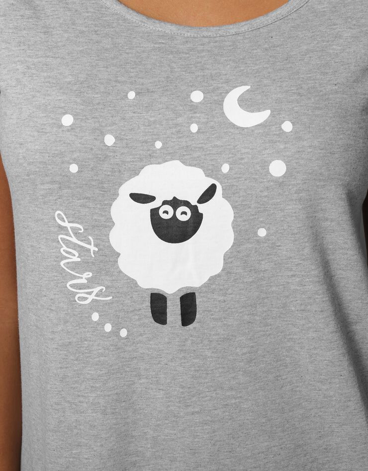 Chemise de nuit courte manches courtes imprimé "mouton" (gris chiné) Chemise de nuit courte manches courtes imprimé "mouton" (gris chiné)