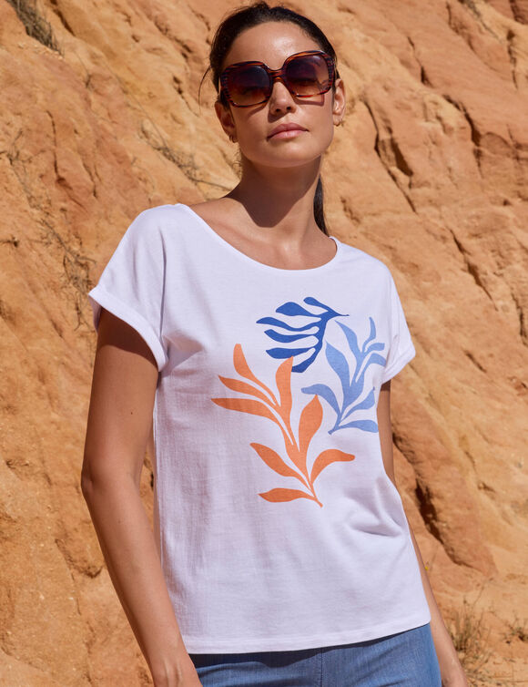 T- shirt imprim&eacute; (blanc / bleu)