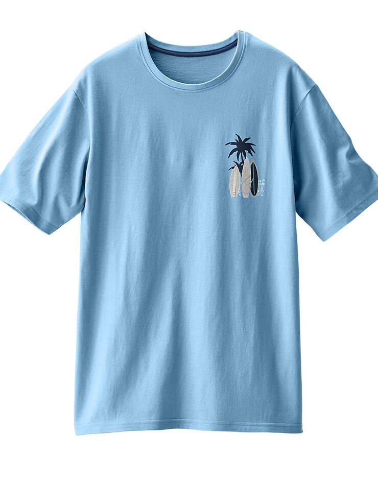 Tee-shirt pyjama manches courtes motif surf (bleu ciel) Tee-shirt pyjama manches courtes motif surf (bleu ciel)
