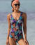 Maillot de bain 1 pièce imprimé Spécial grand buste Malaya (noir / multicolore)