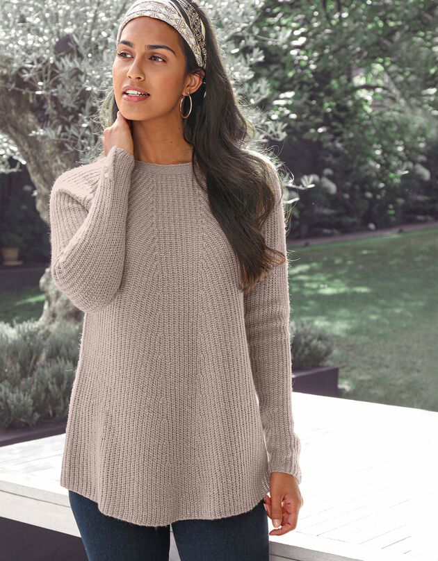 Pull évasé maille anglaise (taupe)