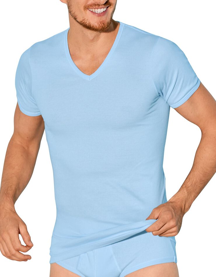 Tee-shirt sous-vêtement homme col V - lot de 2 (ciel) Tee-shirt sous-vêtement homme col V - lot de 2 (ciel)