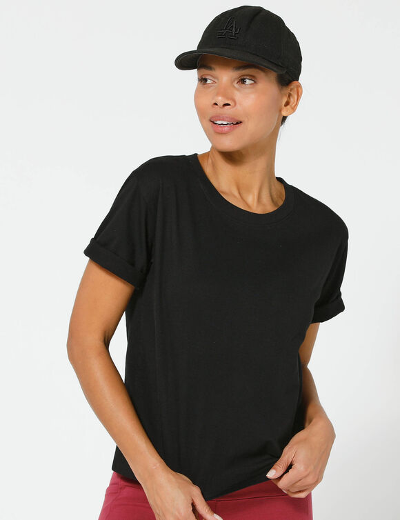 T-shirt boîte manches coudes (noir)