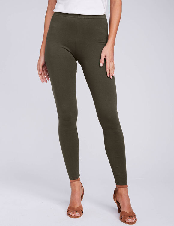Legging taille élastiquée (kaki foncé)