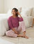 Pantalon de pyjama tiss&eacute; teint rayures (&eacute;cru / rose)