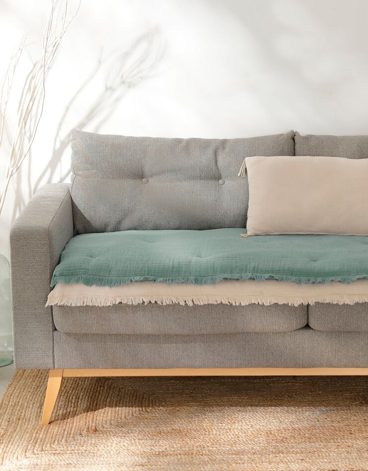 Long coussin de canapé double gaze de coton (vert)