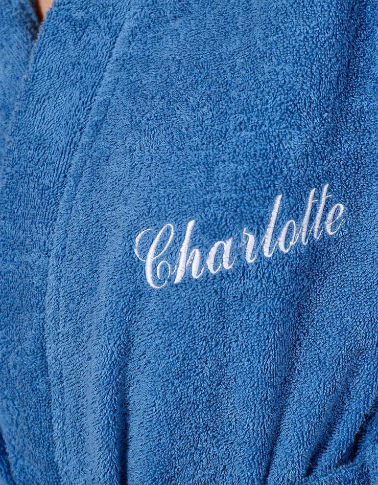 Peignoir mixte adulte col capuche éponge bouclette (bleu dur)