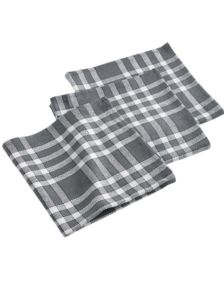 Serviette de table carreaux - Lot de 3 (gris)