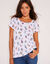 T-shirt col rond imprimé fleuri coton (blanc)
