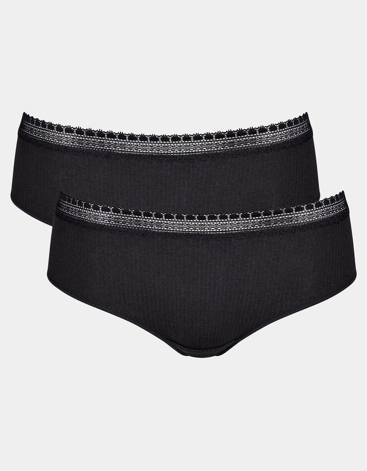 Culotte échancrée Go RIBBED - lot de 2 (noir)