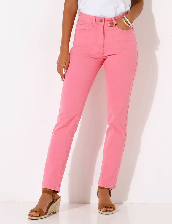 Pantalon droit sculptant, renfort gainant (rose)