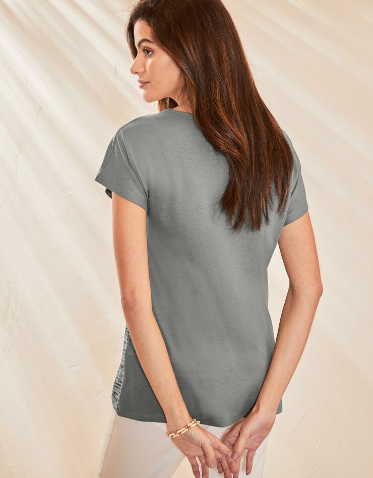 Tee-shirt imprimé col rond (bronze)