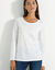 T-shirt col rond manches longues uni (blanc)