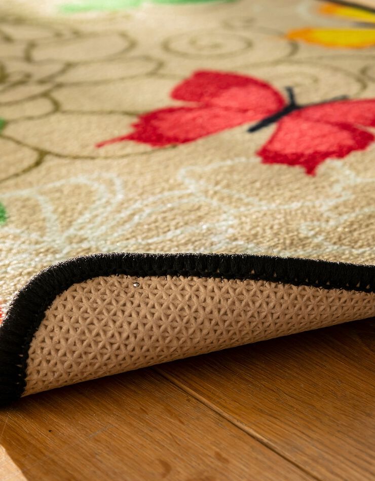 Tapis cuisine imprimé papillons (beige)