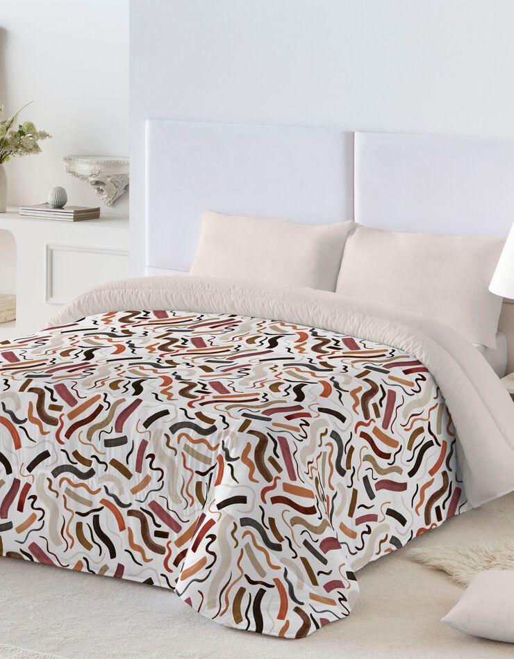 Couette microfibre imprimée Zigzag - 200 g/m2 (blanc / rouge)