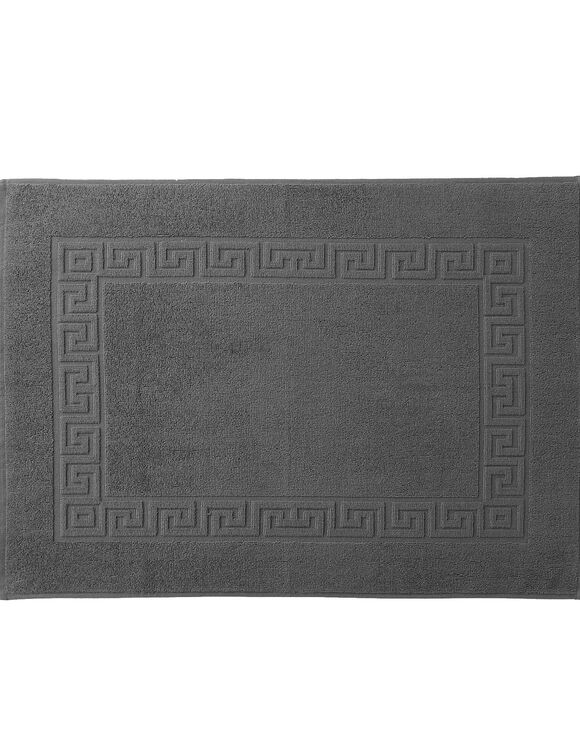 Tapis de bain &eacute;ponge 600 g/m&sup2; liteau motif frise grecque (anthracite)