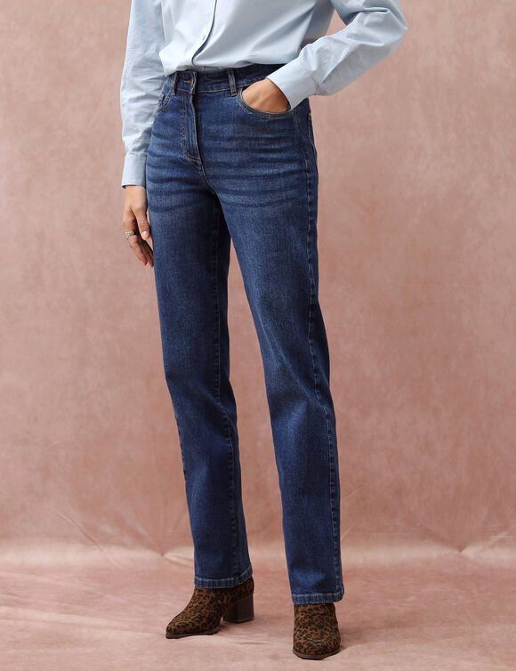 Jean droit 5 poches, coton stretch (stone)