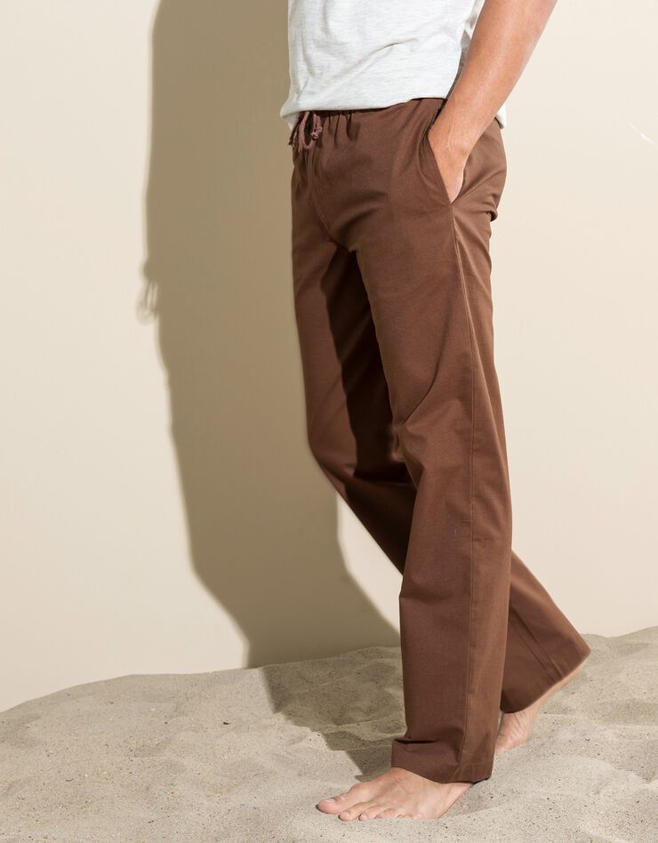 Pantalon toile taille élastiquée (taupe)