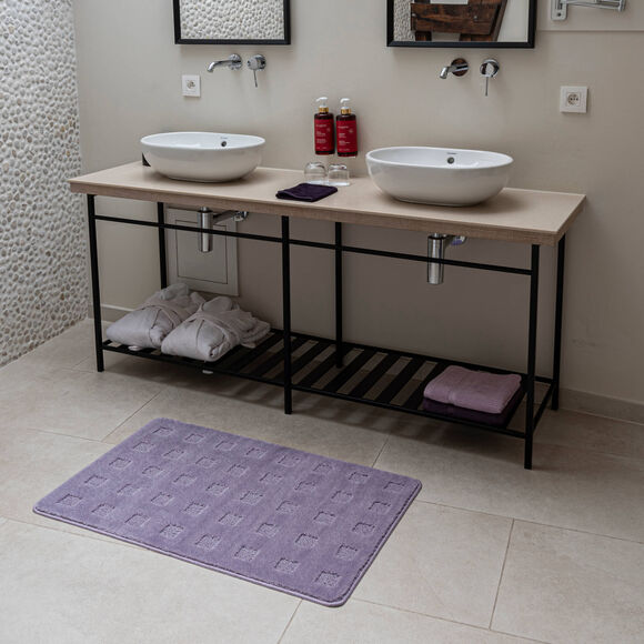 Tapis de bain motif carreaux (lilas)