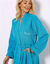 Peignoir mixte adulte uni coton éponge bouclette col kimono personnalisé (turquoise)