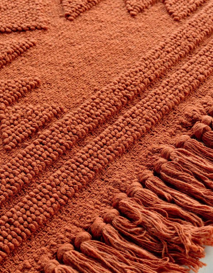 Tapis jacquard à franges terracotta  (terracotta)