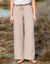 Pantalon large taille haute, gaze de coton (taupe clair)