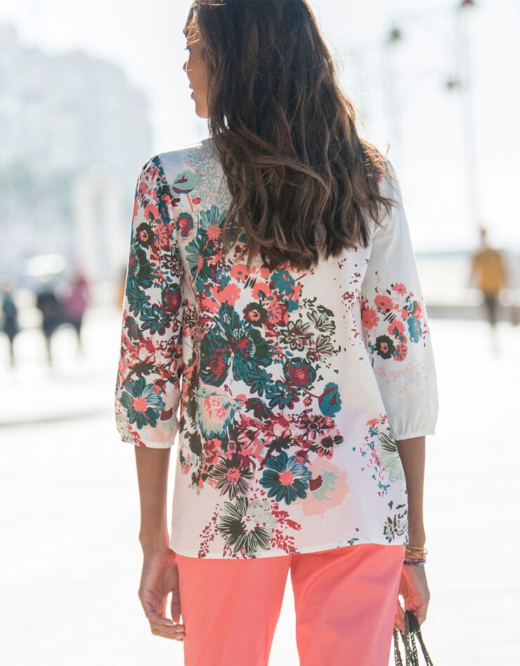 Blouse imprimée fleurs (écru / vert) Blouse imprimée fleurs (écru / vert)