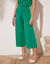 Pantalon large 7/8ème, taille élastiquée, maille unie (vert)