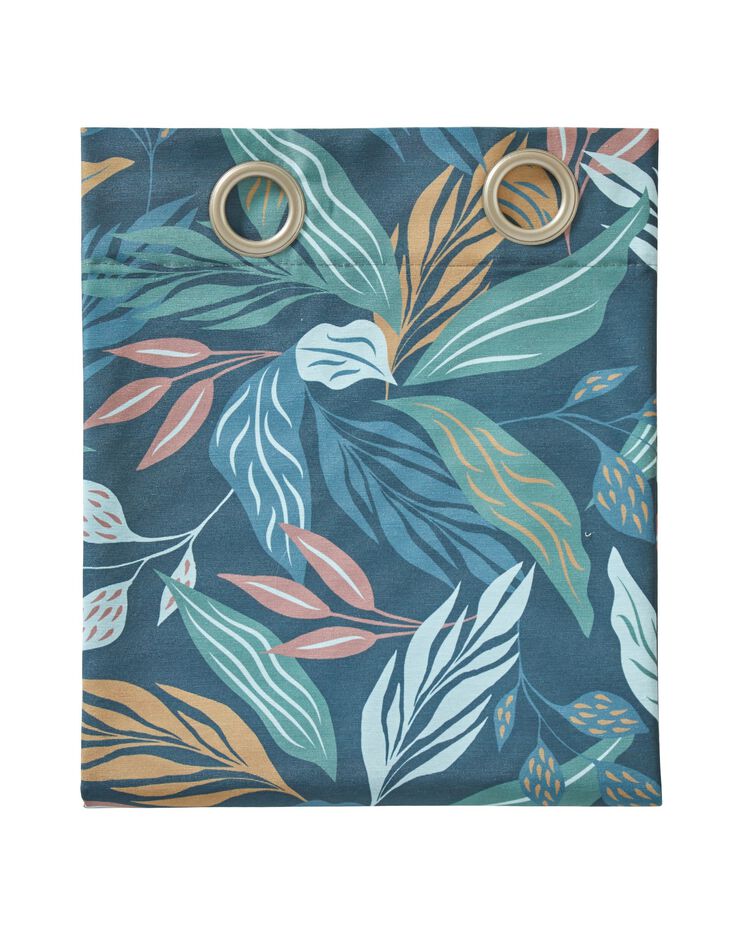 Rideau imprimé végétal à oeillets (bleu paon) Rideau imprimé végétal à oeillets (bleu paon)