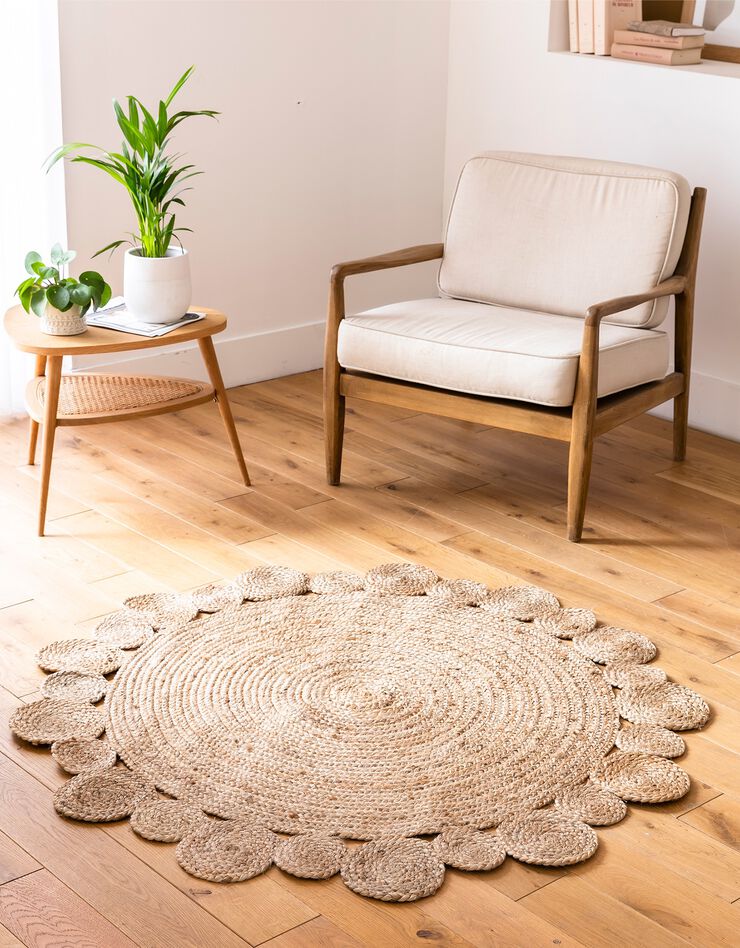 Tapis rond en jute ajouré (naturel)