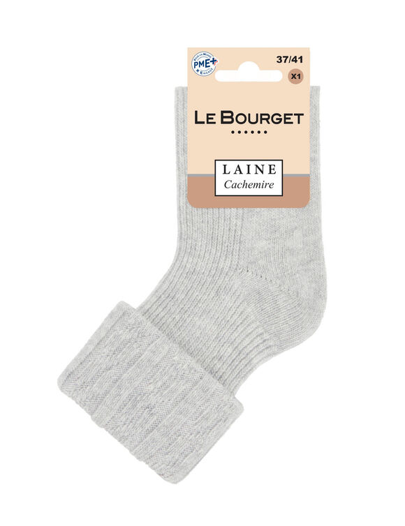 Chaussettes laine modal m&eacute;lang&eacute;s (gris chin&eacute;)
