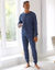 Pyjama col tunisien nid d'abeille manches longues (bleu jean)